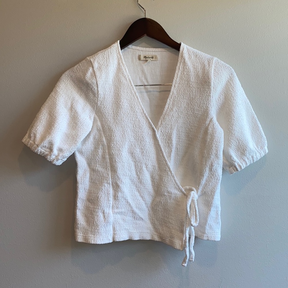 Madewell Texture & Thread Puff-Sleeve Wrap Top Small